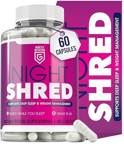 Night Shreds Sleep Support Fat Burner & Natural Weight Balance Supplement - Natural Night Time Supplement - Supports Relaxation, Restful Nights & Weight Loss, 60 Capsules, UK Made – Vegan Friendly