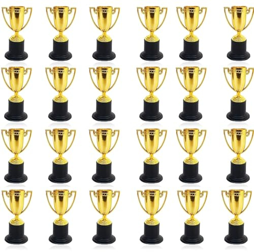 ZORVEXLYNX 24Pcs Mini Trophies, Trophies, Trophy Cup, Gold Trophy and Medals Classroom School Award Party Rewards Competition Ceremony Used for Various Rewards Competition
