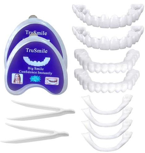 2 Paia Dentiera finta naturale Denti finti da applicare da soli Dentiera Provvisoria,Faccette Dentali Universali Superiore e Inferiore Provvisoria Denti Finti di Denti Cattivi Denti Imperfetti