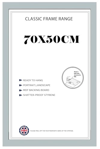 Modern Poster frame 50x70cm, MDF Frames | Crystal Clear HD Front Grey photo frame 50x70 | jigsaw puzzle frame Hanging Hardware Included/Portrait & Landscape For Prints, Artwork