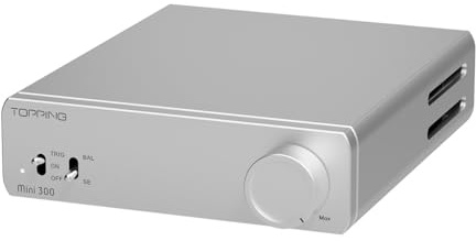 Topping Mini 300 kompakt effektförstärkare, 140 W x 2 TRS/RCA-ingång, helsymmetrisk förstärkare (svart) (silver)