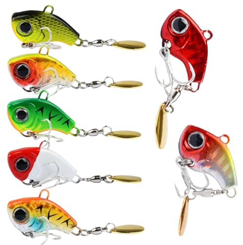 7 Stück Angelköder Set, Kunstköder Wobbler Spinmad Jig Spinner Angeln Hecht Köder Fisch Köder Swimbait Lebensechter für Barsch Hecht Zander Raubfisch