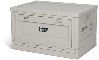 Campo Libre.® LAMA Faltbare Aufbewahrungsbox mit Deckel – Campingbox stapelbar & klappbar, Storage Box, Plastikbox mit Deckel, Frontklappe, 3-seitig zugänglich, robust & extra flach faltbar