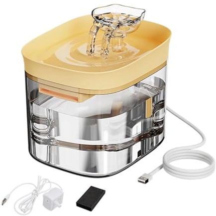 Fuente de agua para gatos – Bebedero transparente para gatitos de 1,8 l | Fuente de agua automática para perros, dispensador automático de hidratación felina, de circulación de mascotas para