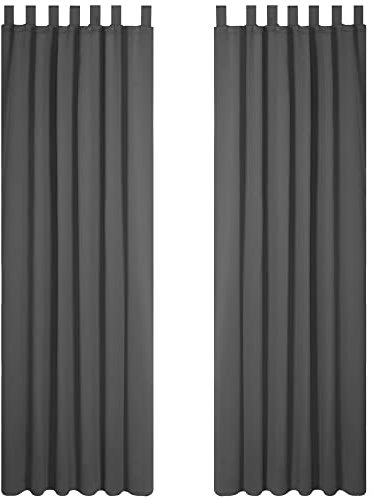 Deconovo Blickdichte Gardinen mit Schlaufen Thermogardinen Thermovorhang Kälteschutz Thermo gegen Kälte Thermogardine Hitzeschutz, 260x140 cm(HöhexBreite), Dunkelgrau, 2er Set