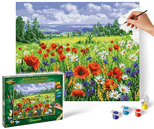 Schipper 609130824 Malen nach Zahlen - Blumenwiese - Bilder malen für Erwachsene, inklusive Pinsel und Acrylfarben, 40 x 50 cm