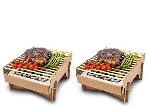 Meateor Barbecue monouso Eco, Materiali Naturali, combustibile Dopo l’Uso, Meno emissioni di CO2, Pronto per l’Uso in 5 min., Utilizzabile per Oltre 1 Ora, 2 pz
