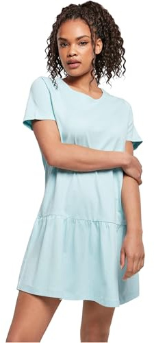 Urban Classics Dam klänning dam Valance teklänning, t-shirtklänning för kvinnor med volanang-ansats till kjoldelen finns i 3 färger, storlekar XS – 5XL, sjölue, XS