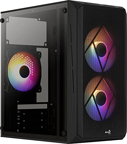 AeroCool CS107 V2, MicroATX- PC-Gehäuse, Seitenfenster, 3 x 120mm FRGB-Lüfter, CS107V2, schwarz