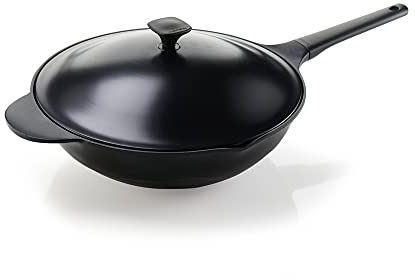 Moneta Lirica Wok 2 manici 32 con coperchio, in alluminio pressofuso, anche per induzione