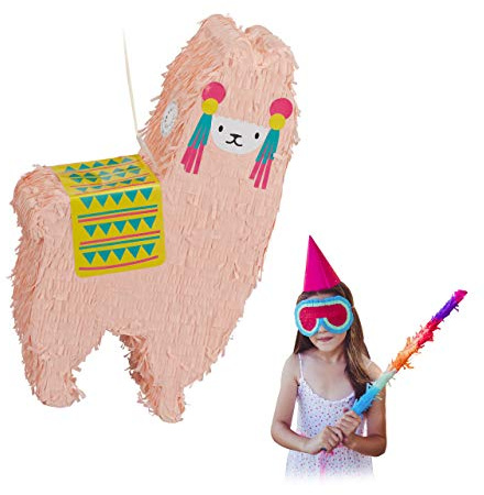 Relaxdays Lama Pinata, zum Aufhängen, Kinder, Jungen & Mädchen, Geburtstag, zum Befüllen, Pinata Alpaka, Lachsfarben | Geburtstag, zum Befüllen, Pinata Alpaka