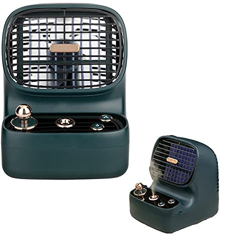 HIOD Ventilador Portátil de Estilo Retro, Aire Acondicionado para el Hogar, Humidificador, Enfriador de Aire, Escritorio, Usb, Recargable, Consola de Juegos Retro, Ventilador de Pulverización,Green
