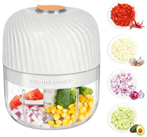 Electric Garlic Chopper, Mini Portable Veggie Chopper, 250ML Garlic Grinder Masher Onion Grinder, Blender to Vegetable, Wireless Food Processor for Ginger, Chili, Fruit, Meat, etc