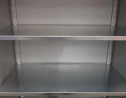 Schrank & Stuhl zusätzlicher Fachboden | Einlegeboden für Flügeltürenschrank | Stahlschrank 92x42 cm (BxT) inklusive je 4 Fachbodenträger (verzinkt)