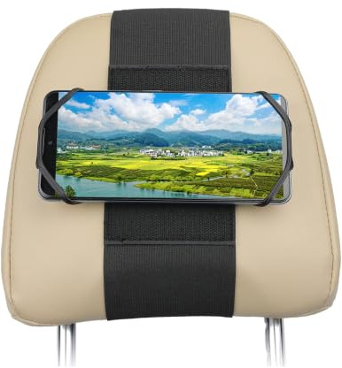 HTLAKIKJ Auto Kopfstütze Telefonhalter - Kind Rücksitz Telefonhalter Fit 3,5-7 Zoll Telefone und Spielgeräte auf dem Rücksitz für Kinder (Schwarz, 1 Stück)