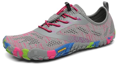 SAGUARO Barefoot Shoes Uomo Donna Scarpe Barefoot Minimaliste Scarpe a Piedi Nudi Antiscivolo Scarpe Trail Running Leggere Scarpe Dita Salmone Rosa,Gr.36