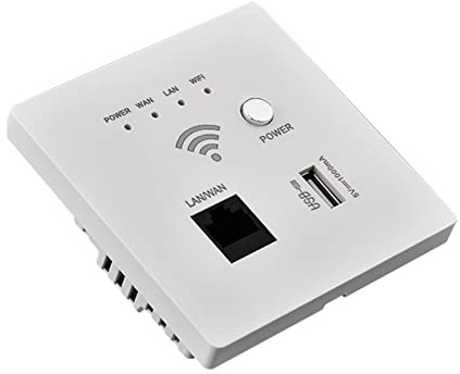 SHUIYUE Routeur WiFi Sans Fil Intégré au Mur - Point d'Accès AP 300M, Prise de Charge USB, Wi-Fi Mural Avec Cryptage WPS