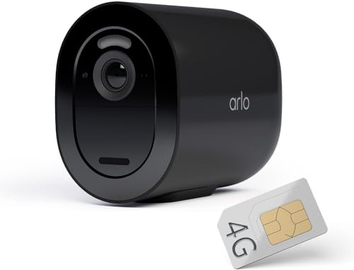 Arlo Go 2 Überwachungskamera Aussen, Kabellos, Sim Karte 3G/4G LTE ohne WLAN, Spotlight, Alarm Sirene, Nachtsicht, 2-Wege-Audio, Bewegungsmelder, Lokale Speicherung mit SD Karte oder Cloud, schwarz