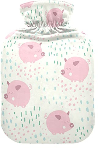 Wärmflasche mit weichem Bezug, abnehmbarer Warm- und Kaltwasserbeutel zur Schmerzlinderung, Menstruationsbeschwerden, Fußwärmer, mittelgroß, süße Schweine