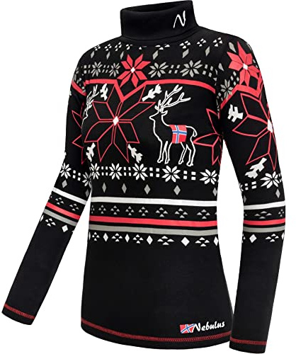 Nebulus Damen Rolli Coaster, Rollkragen, Langarm, rot - XXL/44