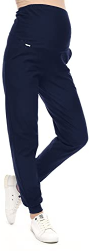 MijaCulture - Casual Schwangerschaftshose Umstandshose/Umstandsmode Amanda M010 (L, Dunkelblau)