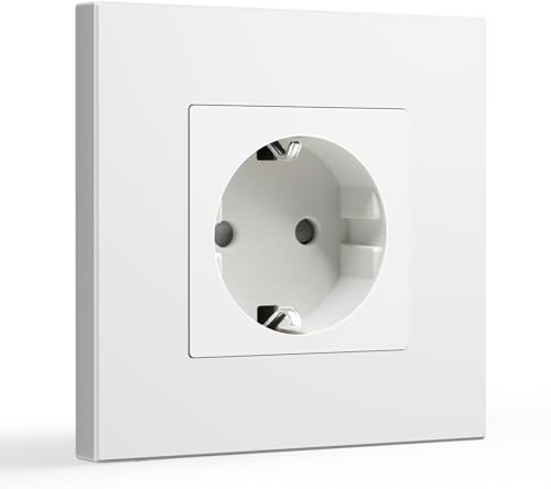 BSEED Schuko - Presa semplice bianca, presa da parete con pannello in plastica, 16 A 250 V, presa di corrente, prese di prolunga per cucina, camera da letto, ufficio, hotel, ecc