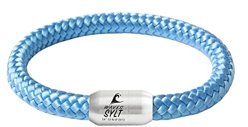 Paris Montana Original Sylt Surfer gravyr unisex segelrep armband paracord flätad handgjord högkvalitativ magnetisk stängning 8 mm diameter, 19 cm - 24 cm, Rostfritt stål