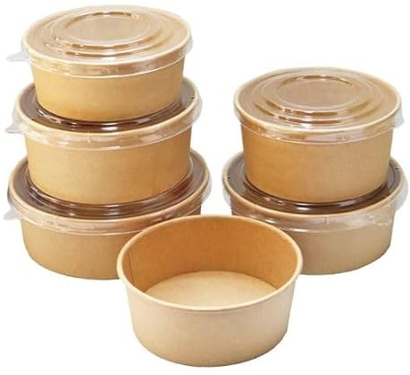 Generico 50 Contenitori con coperchio monouso Insalatiera 750 ML in cartoncino - ciotola bio in carta - contenitore food delivery usa e getta - insalate, poke, pasta Horeca