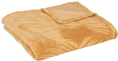 Atmosphera - Plaid Zoa Flanell - Ockergelb - 150x125 cm - Senfgelb