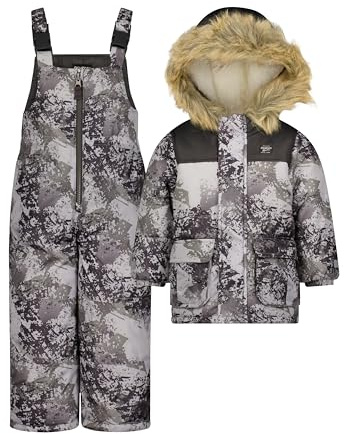 OSHKOSH B'GOSH Boys' Heavyweight Ski Jacket and Snowbib Snowsuit Set (Grey, 5-6)