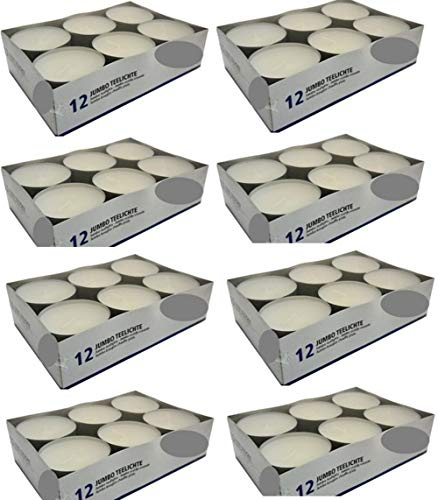 Hillfield® 48 Maxi Teelichter 9 Std. Brenndauer im Alubecher, ohne Duft, Kerzen