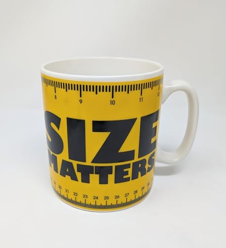 JRose Collections Giant Size Matters Mug 900ml – Jumbo Extra Large Coffee Tea Cup – Funny Ruler Design – Yellow & Black Humorous Oversized Ceramic Mug for Kitchen Office Desk JR5095