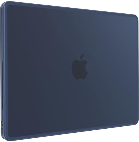 BlueSwan Hülle Kompatibel mit MacBook Air 13,6 Zoll M5 M4 M3 M2 2026 2025-2022 A3449 A3240 A3113 A2681 TPU Rahmen Fingerabdruckresistente Kunststoff-Schutzhülle - (Blau Rand) Mitternacht Matt