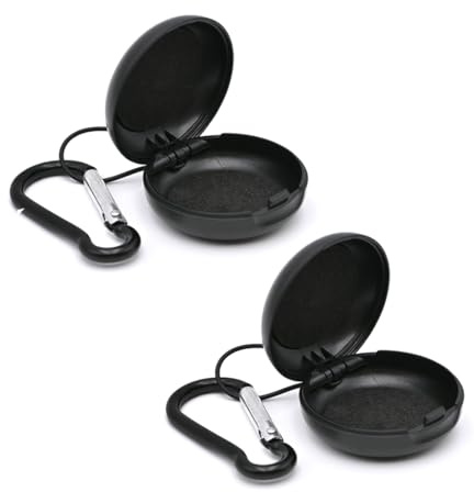 LICQIC Earplug Case, Earbud Storage, 2 Pcs Black | Ear Plug Carrying Cases Portable Loop with Travel Keychain, for Travel, Outdoor Activities, Keychain