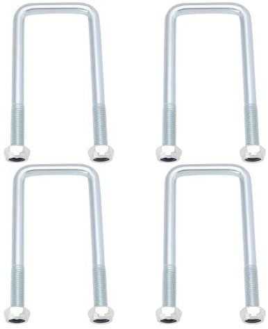 The Lord of the Tools Juego de 4 Tuercas de Perno en U de Acero Galvanizado Pernos en U M12x42mm con Tuerca de Placa Compatibles con Resortes de Doble Hoja para Remolque Ifor Williams