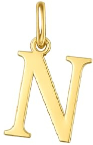 Rodium – Buchstabenanhänger N aus 585er Gelbgold – 14-Karat-Initialen-Anhänger für Halskette oder Armband – Geschenk für Frauen – hergestellt in Italien