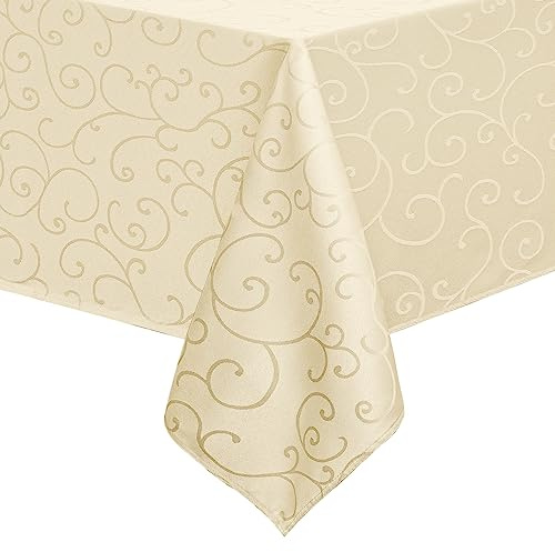 Romanstile Tischdecke abwaschbar 80 x 80 cm beige Mitteldecke quadratisch wasserabweisend kleine Tischdecken Tischtuch für Outdoor,Garten,Geburtstag,Esszimmer,Hochzeit,Frühling,Ostern,Sommer