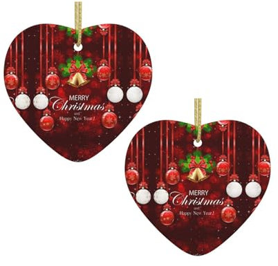 Weihnachtskugel Goldene Glocke Personalisierte Weihnachtsdekoration Ornamente Druck Benutzerdefinierte hängende herzförmige Keramik Weihnachtsdekorationen