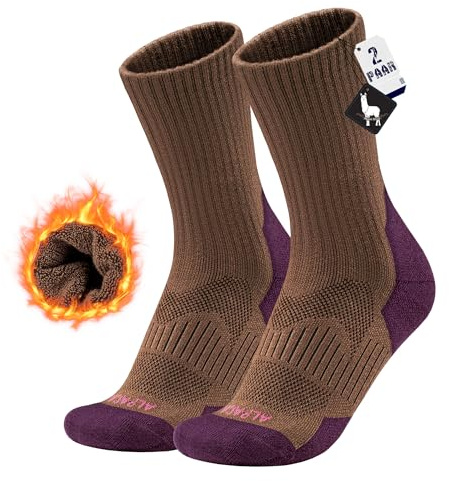 MAGISDU Calcetines Termicos Mujer Hombre Lana di Alpaca Calentitos 2 Pares Gruesos Calcetines Invierno Altos Frio Extremo Nieve Senderismo Running Esquiar Deportes Talla 35-51