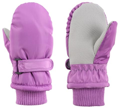 MniJiza Toddler Winter Gloves Kids Fleece Lined Snow Glove Baby Boys Girls Ski Mittens Outdoor (Solid Purple, 4-8T)