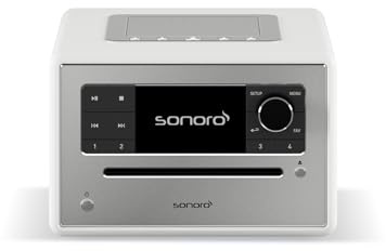 sonoro Elite Internetradio mit CD-Player (FM, DAB Plus, Podcasts, Spotify, Amazon Music, Deezer) Weiß