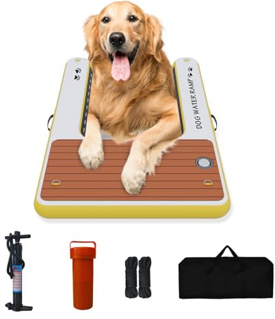 Aufblasbare Poolrampe für Hunde, 150 x 101 x 15 cm, sicherer und einfacher Zugang zu Wasser für Hunde bis zu 104 kg, rutschfeste EVA-Schaum-Oberfläche, Wasserrampe für Pool, Dock und See
