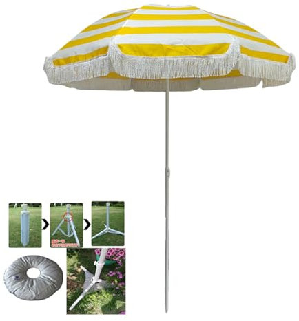 Parasol de Jardin d'extérieur, Parapluie à Pompon, Parasol de Plage avec Franges, Parapluie à Pompon Vintage, Parasol de Plage avec Protection UV, Parasol de Table de Jardin pour terrasse de