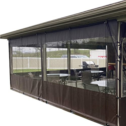 Tenda in plastica trasparente impermeabile per esterni, pergola, terrazza, tenda, grigio, 1 x 2,5 m