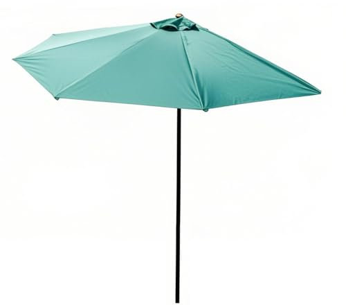 MACAGGTNTU 300cm Kleiner Terrassenschirm Gartenschirm Halbrund Marktschirm Höhenverstellbar Halber Gartenschirm Sonnenschirm Für Balkon Wand(Green)