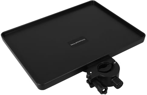 LRXIYODE Höhenverstellbares Mikrofonständer Tablett zum Halten von Geräten und Erhöhtem Rand aus ABS und Metall Schwarz mit Rutschfester Klemme und Soundkarten