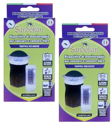 Sandokan Dispositivo di Monitoraggio Insect Killer – 2 Confezioni da 4 Piastrine Attrattive per Zanzare e Insetti – Compatibili con Lampade Insetticida Sandokan – Protezione fino a 80 Giorni