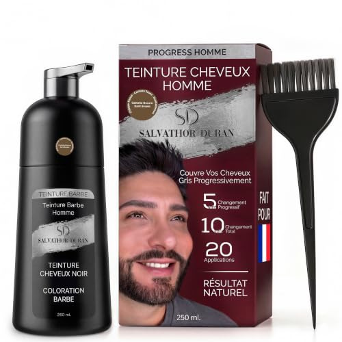 Tinte Barba Hombre - Tinte Barba - Champu Anticanas Hombre - 20 Aplicaciones - Salvathor Duran - 250 ml. - Color Castaño Oscuro