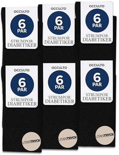 Occulto Diabetesstrumpor Män & Kvinnor 6 pack (modell: Oliver) Svart 43-46