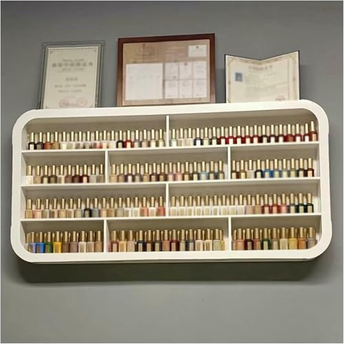 XRPOUXMTE Mensola da Parete Bianca per riporre smalti per Unghie, Versatile Organizer per profumi, mensola espositiva Rettangolare Multifunzionale per Bottiglie di Oli Essenziali.